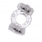 Прозрачное виброкольцо с двумя вибропульками - Toyfa Basic - в Иркутске купить с доставкой