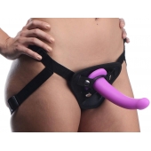 Лиловый поясной страпон Navigator Silicone G-Spot Dildo with Harness - 17,8 см. - XR Brands - купить с доставкой в Иркутске