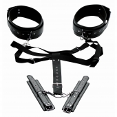 Черная бондажная система Acquire Easy Access Thigh Harness with Wrist Cuffs - XR Brands - купить с доставкой в Иркутске