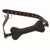 Черный кляп в форме косточки Hound Adjustable Dog Bone Gag - XR Brands - купить с доставкой в Иркутске