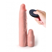 Телесная вибронасадка на член 3  Vibrating Mega X-tension with Remote - 22,9 см. - Pipedream - в Иркутске купить с доставкой