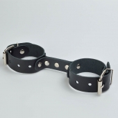 Черные кожаные наручники-фиксатор - Sitabella - купить с доставкой в Иркутске
