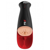 Телесный мастурбатор-вагина в черной колбе с вибрацией Fuck-O-Matic Pro XL - Pipedream - в Иркутске купить с доставкой