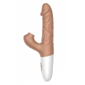 Телесный вибратор-кролик с функцией поступательных движений - 22,5 см. - Secwell