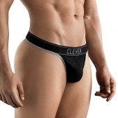 Черные перфорированные трусы-тонги Clever Ambar Thong - Clever Masculine Underwear купить с доставкой Черные перфорированные трусы-тонги Clever Ambar Thong - Clever Masculine Underwear купить с доставкой