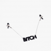 Зажимы на соски с кожаной подвеской Bitch - Crazy Handmade - купить с доставкой в Иркутске