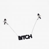 Зажимы на соски с кожаной подвеской Bitch - Crazy Handmade - купить с доставкой в Иркутске