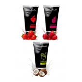 Набор из 3 съедобных лубрикантов JUJU (клубника, малина, кокос) - JuJu - купить с доставкой в Иркутске