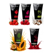 Набор из 5 съедобных лубрикантов JUJU (клубника, малина, тропические фрукты, вишня, кокос) - JuJu - купить с доставкой в Иркутске