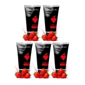 Набор из 5 съедобных лубрикантов JUJU со вкусом клубники - JuJu - купить с доставкой в Иркутске