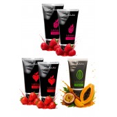 Набор из 5 съедобных лубрикантов JUJU (клубника х 2, малина х 2, тропические фрукты) - JuJu - купить с доставкой в Иркутске