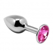 Серебристая анальная втулка Mini Metal Butt Plug Size M с розовым кристаллом - Adrien Lastic в Иркутске Серебристая анальная втулка Mini Metal Butt Plug Size M с розовым кристаллом - Adrien Lastic