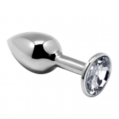 Серебристая анальная втулка с прозрачным кристаллом Mini Metal Butt Plug Size L - 9 см. - Adrien Lastic в Иркутске Серебристая анальная втулка с прозрачным кристаллом Mini Metal Butt Plug Size L - 9 см. - Adrien Lastic