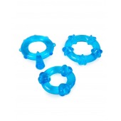 Набор из 3 синих эрекционных колец с различным рельефом - Erowoman-Eroman - в Иркутске купить с доставкой