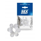 Прозрачное эрекционное кольцо с 6 стимулирующими шариками - Sex Expert - в Иркутске купить с доставкой