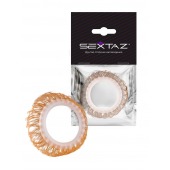 Эрекционное кольцо с бежевыми «ресничками» - Sextaz - в Иркутске купить с доставкой