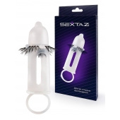 Эластичная насадка на пенис с подхватом мошонки и стимулирующими «ресничками» - Sextaz - в Иркутске купить с доставкой