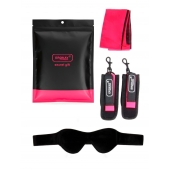 Черно-розовый эротический набор: маска, наручники и повязка - Erokay - купить с доставкой в Иркутске
