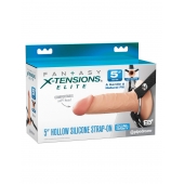 Телесный пустотелый фаллопротез 5’’ Hollow Silicone Strap-On - 14 см. - Pipedream - купить с доставкой в Иркутске