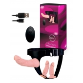 Женский страпон с 3 насадками и вибрацией - Erowoman-Eroman - купить с доставкой в Иркутске