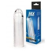 Прозрачная закрытая насадка на пенис с ребрышками - 16 см. - Sex Expert - в Иркутске купить с доставкой