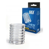 Прозрачная сквозная насадка на пенис с ребрышками - Sex Expert - в Иркутске купить с доставкой