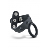 Черное эрекционное кольцо с подхватом мошонки на кнопках VS6 - Blush Novelties - в Иркутске купить с доставкой
