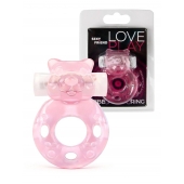 Розовое эрекционное виброкольцо в форме мишки - 1137 - в Иркутске купить с доставкой