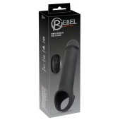 Черная вибронасадка для пениса с хомутом для мошонки и пультом ДУ Remote Controlled Penis Extension - Orion - в Иркутске купить с доставкой