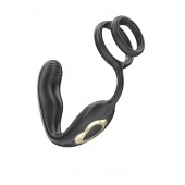 Черная анальная пробка с вращением и эрекционными кольцами - Ibiza - в Иркутске купить с доставкой