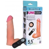 Фаллическая насадка Харнесс UNICOCK 5,5  с вибрацией - 17 см. - LOVETOY (А-Полимер) - купить с доставкой в Иркутске