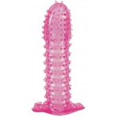 Гелевая розовая насадка с шипами - 12 см. - Toyfa Basic - в Иркутске купить с доставкой