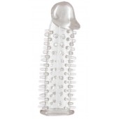 Прозрачная насадка на половой член с закрытой головкой и шипами - 12,5 см. - Toyfa Basic - в Иркутске купить с доставкой