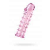 Гелевая розовая насадка на фаллос с шипами - 12 см. - Toyfa Basic - в Иркутске купить с доставкой