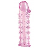 Гелевая розовая насадка на фаллос с шипами - 12 см. - Toyfa Basic - в Иркутске купить с доставкой