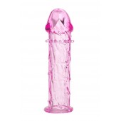 Гладкая розовая насадка с усиками под головкой - 12,5 см. - Toyfa Basic - в Иркутске купить с доставкой