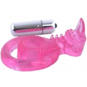 Розовая вибронасадка со стимулятор клитора   Язычок - Toyfa Basic - в Иркутске купить с доставкой