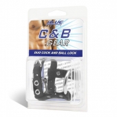 Утяжка на пенис на замочке Duo Cock And Ball Lock - BlueLine - купить с доставкой в Иркутске