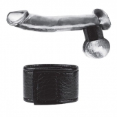 Чёрная утяжка на мошонку 1  Velcro Ball Stretcher - BlueLine - купить с доставкой в Иркутске