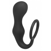 Чёрное эрекционное кольцо с анальной пробкой Double Pleasure Anal Plug - Lola Games - в Иркутске купить с доставкой