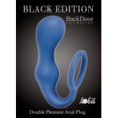 Синее эрекционное кольцо с анальной пробкой Double Pleasure Anal Plug - Lola Games - в Иркутске купить с доставкой