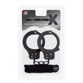 Чёрные наручники из листового металла в комплекте с веревкой BONDX METAL CUFFS LOVE ROPE SET - Dream Toys - купить с доставкой в Иркутске