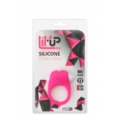 Розовое эрекционное кольцо с щеточкой LIT-UP SILICONE STIMU RING 5 - Dream Toys - в Иркутске купить с доставкой