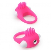 Розовое эрекционное кольцо с щеточкой LIT-UP SILICONE STIMU RING 5 - Dream Toys - в Иркутске купить с доставкой