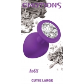 Большая фиолетовая анальная пробка Emotions Cutie Large с прозрачным кристаллом - 10 см. - Lola Games - купить с доставкой в Иркутске