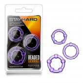 Набор из 3 фиолетовых эрекционных колец Stay Hard Beaded Cockrings - Blush Novelties - в Иркутске купить с доставкой