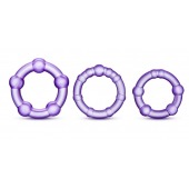 Набор из 3 фиолетовых эрекционных колец Stay Hard Beaded Cockrings - Blush Novelties - в Иркутске купить с доставкой