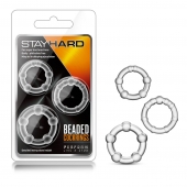 Набор из 3 прозрачных эрекционных колец Stay Hard Beaded Cockrings - Blush Novelties - в Иркутске купить с доставкой