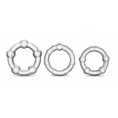 Набор из 3 прозрачных эрекционных колец Stay Hard Beaded Cockrings - Blush Novelties - в Иркутске купить с доставкой