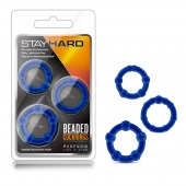 Набор из 3 синих эрекционных колец Stay Hard Beaded Cockrings - Blush Novelties - в Иркутске купить с доставкой